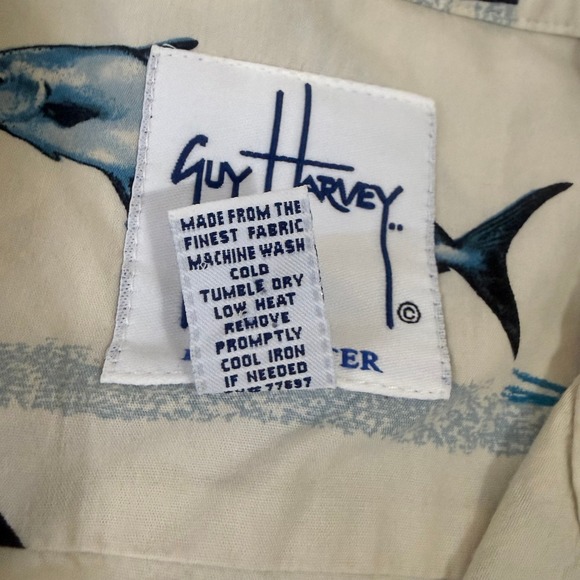 Guy Harvey Mens Button Up Shirt Fish Print Short Sleeve Casual Beach Vacation XL - Picture 5 of 11